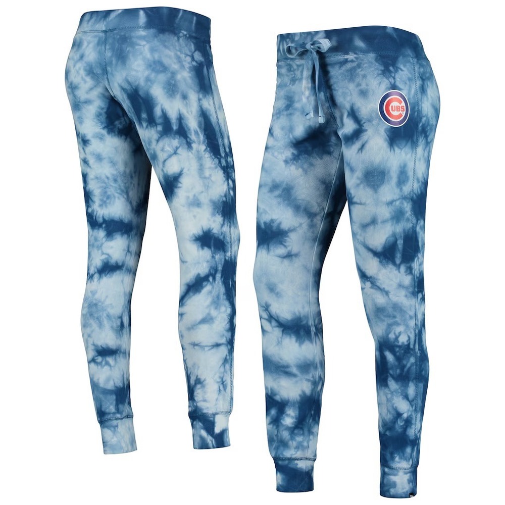 Chicago Cubs MLB Womens Tie Dye‎ Joggers Blue White Cloud Wash Sweatpants NEW